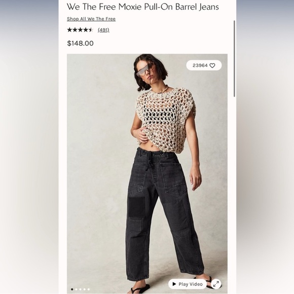 Free People moxie low slung pull on jean Nighthawk size 27 - Picture 4 of 13